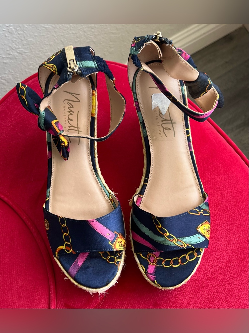 Nanette Lepore Women’s Symphony Espadrille Wedge Sandals In Navy Blue Satin